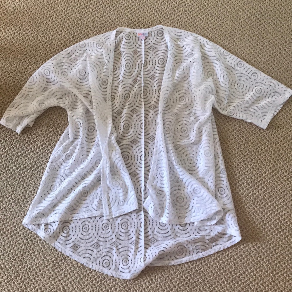 LuLaRoe White Lace Lindsay Kimono - Small, NWOT